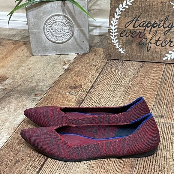 Rothys W8 crimson heather red gray slip on pointed toe ballet flats - Picture 11 of 13